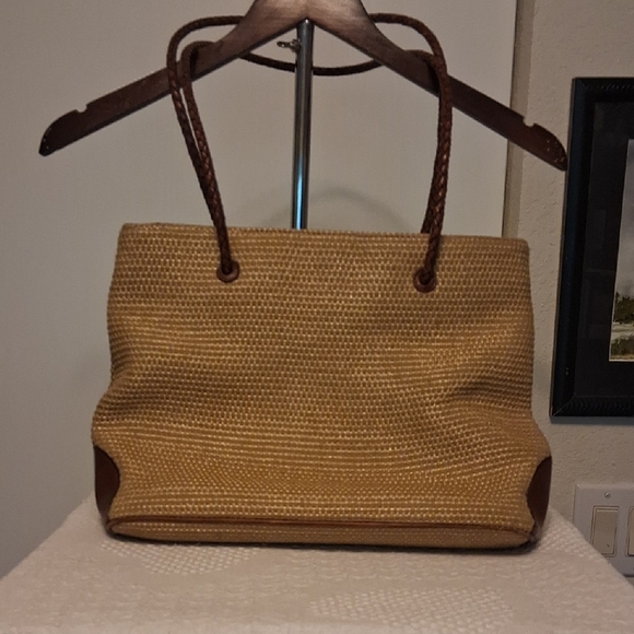 Etienne Aigner Handbags - Etienne Aigner Woven Leather Tote Bag Tan Brown Vintage Classic